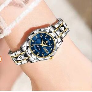 POEDAGAR 782 Casual Watch for
Women Stainless Steel Band Quartz Blue Face NEW